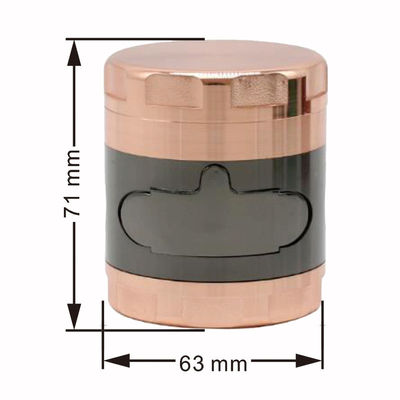 63MM diameter 4 part Chamfer  Intermediate transparent window Herb Grinder